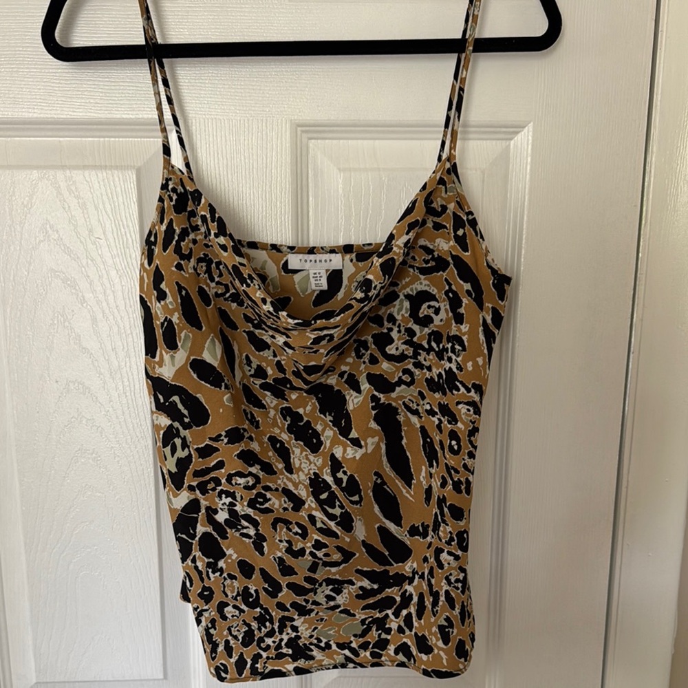 Topshop Leopard Print Cowl Neck Top US size 8